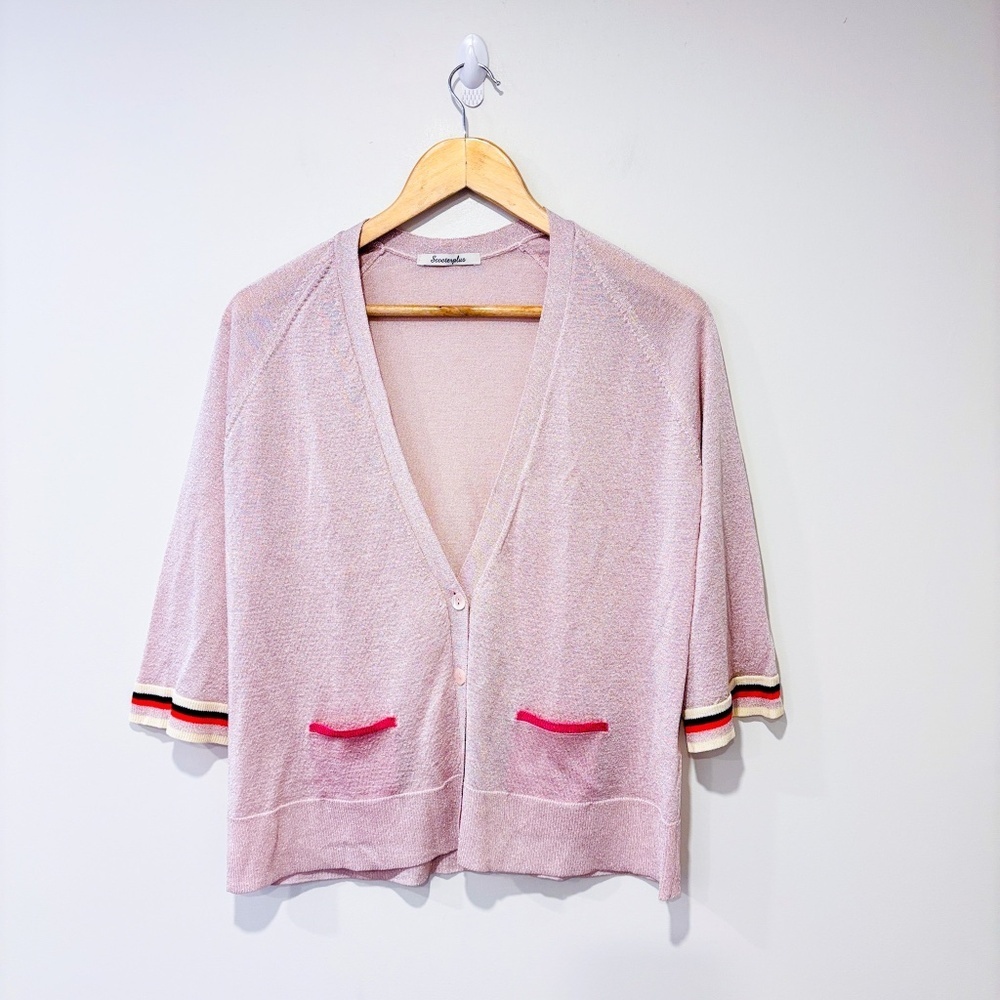 SCOOTERPLUS‎ Pink shiny cardigan | Pastel Spring | Size 6